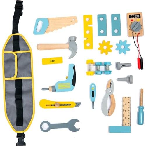 Wooden Repairman Tools Montessori Game Boy Toy Simulation Chainsaw Wrench Repair Kits Role Play Educational Toys For Children