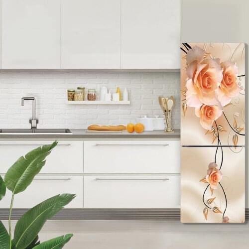 Home Decor Refrigerator Door Stickers Vinyl Waterproof Self Adhesive Kitchen Renovation Wallpaper Fridge Cover Removable Decals
