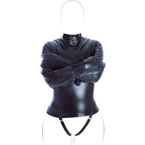 Adult Sex toys S&M Bondage Body Harness Fetish Cosplay Bondage Gear Fetish Training Costume PU Leather Straight Jacket
