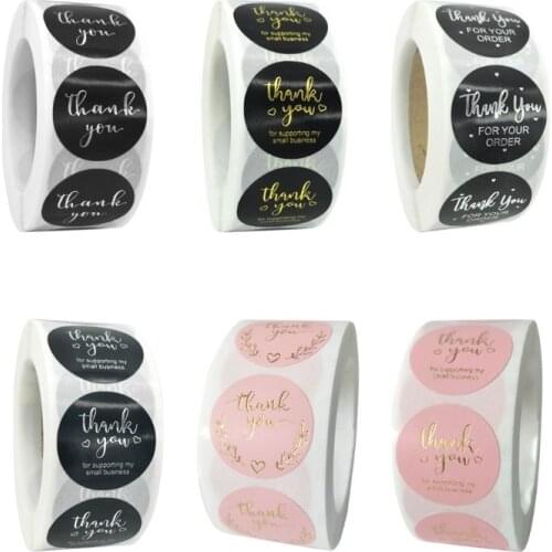 500pcs Thank You Stickers Gold Silver Foil Seal Label for Small Shop Wedding Gift Package Envelope Stationery Sticker