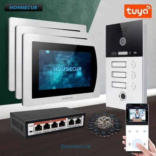 HOMSECUR 7" Smartphone WIFI Video Door Phone Intercom System with Memory Monitor BC131IP-3S+BM717IP-S