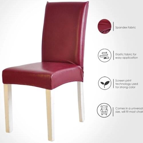 PU Leather Chair Cover Spandex Waterproof Oilproof Chair Cover Stretch Kitchen Seat Case Banquet Hotel Cover housse de chaise