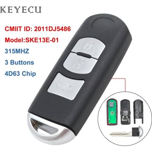 Keyecu Genuine Smart Remote Key Fob 3 Buttons 315MHz for Mazda FCC ID: SKE13E-01, CMIIT ID: 2011DJ5486