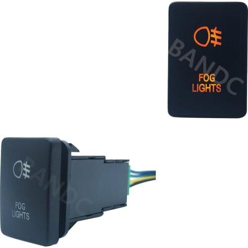 Car Switch 3Amp 12V On Off SPST Dual Orange Led Light FOG LIGHTS Push Switch for Toyota Prado Landcruiser RVA4 Hilux, with Wires