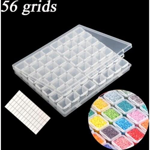 56 Grid Box 5d Diamond Painting Accessories Tools Storage Box Diamond Painting Drill Storage Box Transparent Container Box