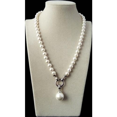 Fashion new 10 mm shell pearl necklace 16 mm pendant 18"