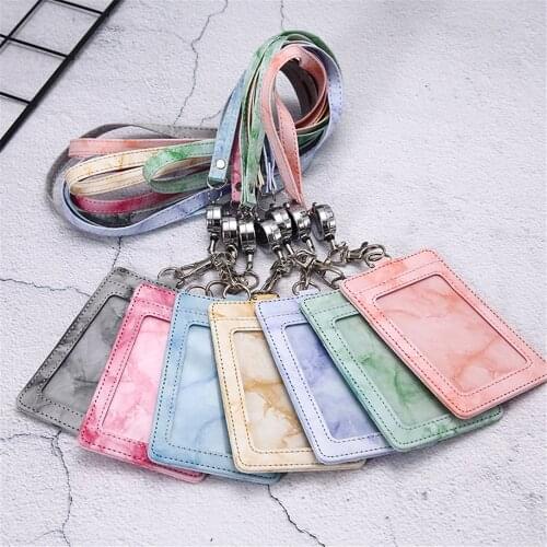 Fashion Badge Holder Business Card Case ID Card Holders with Retractable Lanyard Badge ID Card Holder