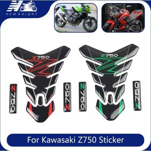 Motorcycle 3D Waterproof Carbon Fiber Fuel Decal Gas Tank Pad Protector Fish Bone Sticker For Kawasaki Z750 Z 750