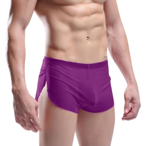 Male Panties Breathbale Shorts U Convex Pouch Plus Size Underwear Sexy Pants Round Three-point Pants Home Silky Mens Shorts