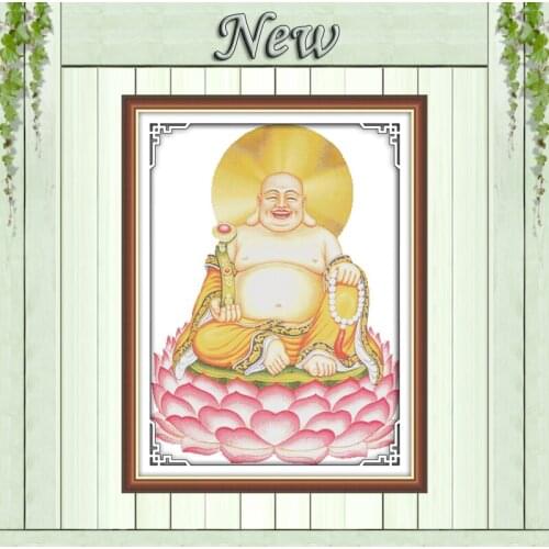 Grinning all the time Laughing Buddha painting counted print on canvas DMC 11CT14CT Cross Stitch kits embroidery needlework Sets