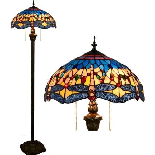European dragonfly Stained Glass floor lamp for dining room bedroom lamp E27 110-240V