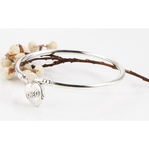 Valentines Day TOP SALE Authentic 100% 925 Sterling Silver Love Your Heart-shaped Original Bangle & Bracelet