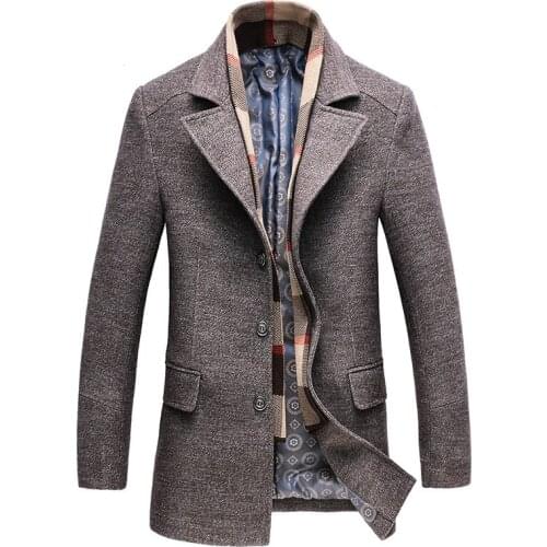 2021 New Autumn Winter Fashion Men Wool Blends Mens Casual Business Woolen Trench Coat Slim Mens Overcoat Male Jackets Coats