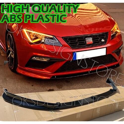 FOR SEAT LEON 2017-2020 FR/CUPRA STYLE Xcellence Front Bumper Lip 3 pcs Glossy Black Splitter Diffuser Lip Body Kit