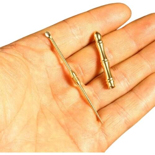1PCs Portable Pure Brass Ear Spoon Toothpick Combination Multifunctional Toothpick Ear Spoon Stronger Than Dental Floss Tool