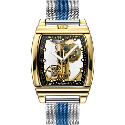 Transparent Automatic Mechanical Watch Men Turbillon Steampunk Skeleton Luxury Gold Tourbillon Steel Watches reloj montre homme