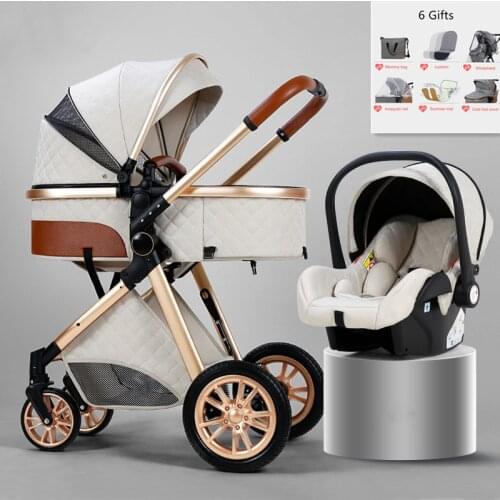 Luxury Multifunctional Baby Stroller 3 In 1 With Car Seat Newborn Foldable Baby Carriage High Landscape Infant Trolley Stroller
