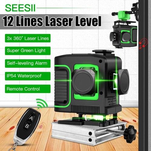 12 Lines 3D Laser Level 360 Green Line Set Self-Leveling Nivel A Laser Level 12 Line 3d 360 Tile Ceiling Floor Lazer Levels