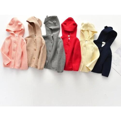 Spring Autumn Winter Clothes For Baby Girls Sweaters Cute Cotton Children Pullover Kids Girl Boys Knitted Hooded Sweater 1-6T