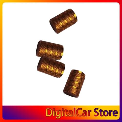 SI-AT11109-Y 4 Pcs Car Motorbike Bike Aluminium Tyre Wheel Stem Air Valve Dust Caps Covers