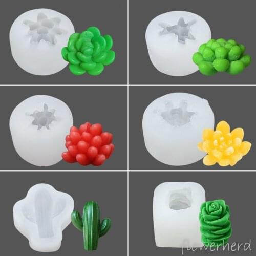 Succulent Liquid Silicone Molds Three-dimensional Succulent Scented Candle Silicone Moulds DIY Handmade Soap Baking Cake Mold
