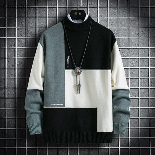 Onnestun Sweater Men New Winter High quality Stitching design Mens Sweater Long sleeve Knitted Pullover Casual Sweater Man Tops