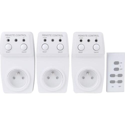 ESPLENTY Smart Light Switches RF Wireless Remote Control Socket French Plug (3Socket+1 Remote)