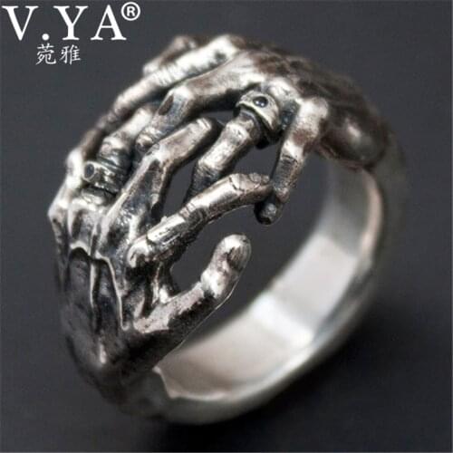 V.YA Silver Rings For Men