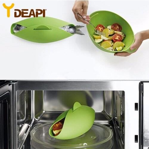 YDEAPI Microwave Steamer Basket Fish Food Microwave Steamer Dish Silicone Bread Baking Steam Tray Kitchen Accessories