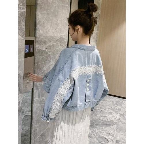 Women Short Denim Jacket Female Casual Oversize Loose BF Style Thin Coat 2021 spring and autumn new Korean version