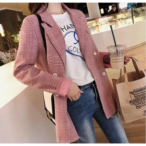 New Fashion Business Plaid Suits Women Work Office Ladies Long Sleeve Spring Blazer