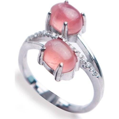 Genuine Red Natural Rhodochrosite Ring Women Female Adjustable Size Fashion Natural Stone Wedding Ring