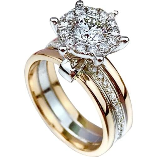 18K Au750 Yellow White Rose Gold Women Wedding Party Engagement Ring 1 2 3 4 5 Carat Round Moissanite Diamond Ring Crown Elegant