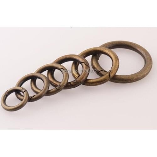 10pcs/lot 13/17/20/21/25/33mm Alloy Bronze Color Metal Spring Ring Push Gate Ring Clip Buckles Carabiner hardware Accessories