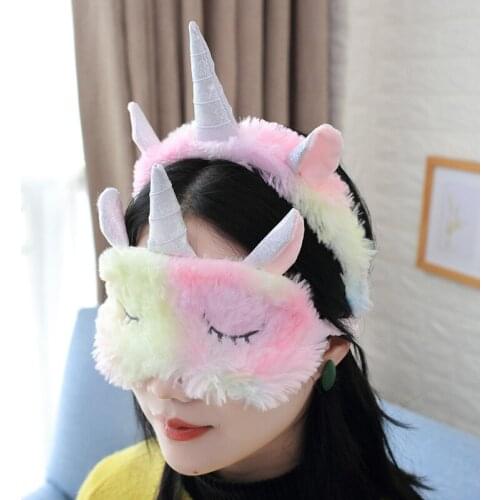 2Pcs/Lot 3D Adjustable Cartoon Unicorn Eye Silk Mask Variety Sleeping Eyeshade Cover For Travel Relaxing Girls Blindfold Cover