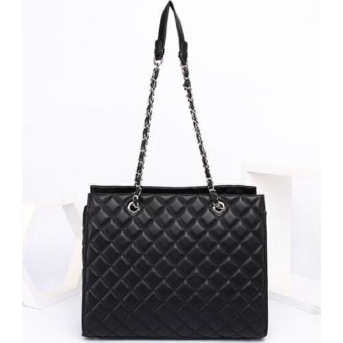 2021 New Real Cowhide Small Fragrant Rhombus Chain bag famous brand retro fashion commuter bag high quality one-shoulder big bag