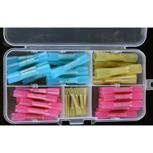 40pcs Assorted Box of Auto Heat Shrink Waterproof Insulated crimp Terminals Heat Shrink Butt Wire Connector Lugs For Car