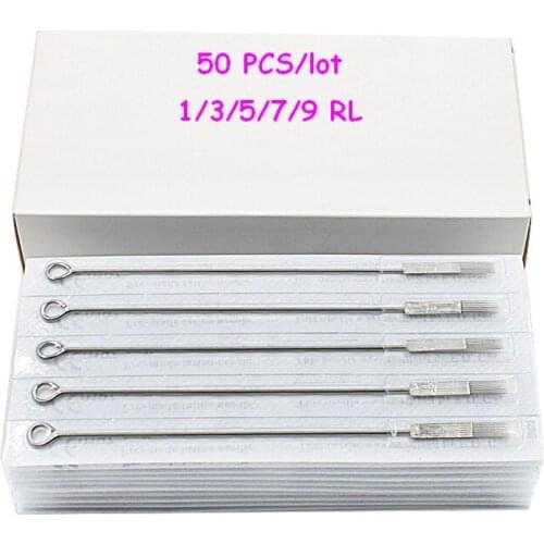 50PCS Sterilized Tattoo Needles Round Liner tattoo needle 1RL 3RL 5RL 7RL 9RL for tattoo grip tattoo machine Free