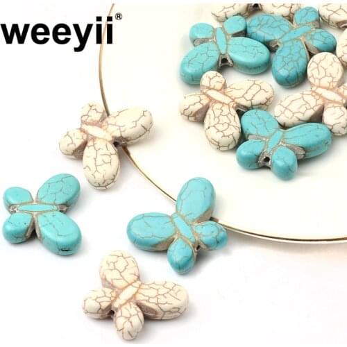 20x25mm Big Butterfly Natural Stone Turquoises Loose Beads For Jewelry Handmade Making DIY Bracelet Necklace Accessories