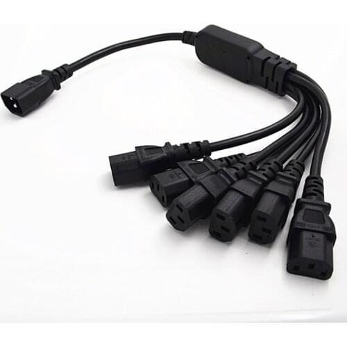 IEC 60320 C14 Plug to 6 Ways C13 Output Y Type Splitter Power Cord,C14 to C13 6ways output,60cm Lenght