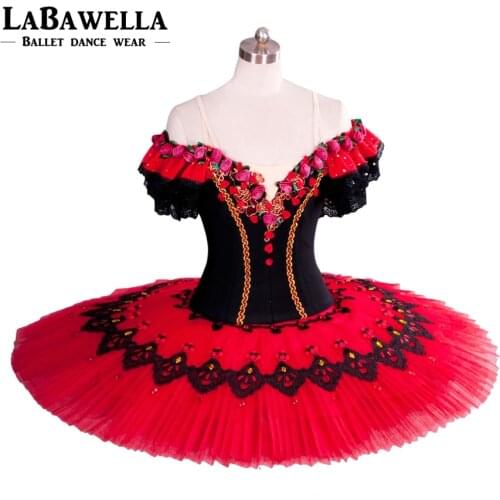Spanish Ballerina Pancake Tutu Classic Don Quixote Ballet Tutu Costume Red Professional Ballet Tutus Girl BT8957