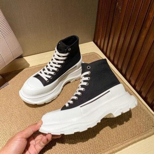 Designer lace up canvas sneaker women shoe high low sole black royal platform red pink white womens oversized shoes sneakers