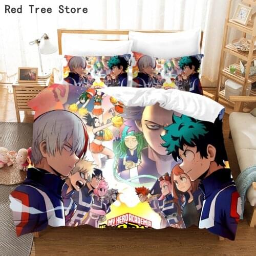 Cartoon Character My Hero Academy Bedding Set Twin Full Queen King Size Kids Anime Duvet Cover Pillowcase Set Bedspread 2/3 PCS