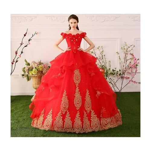 Red luxury flowers beading medieval dress sissi princess Medieval Renaissance Gown queen costume Victorian Belle ball