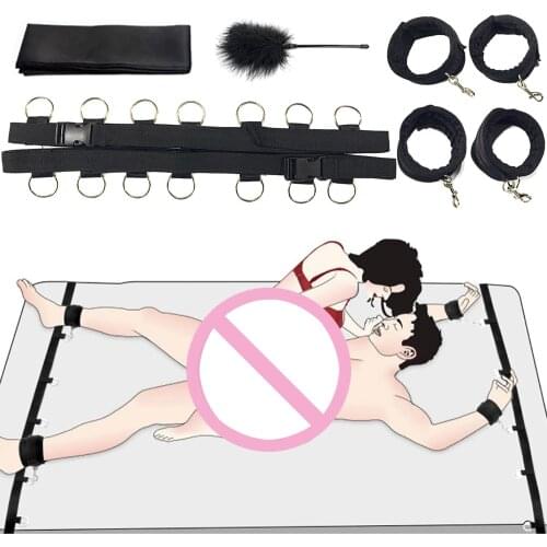 Bed BDSM Bondage Restraints Handcuffs Open Legs Sex Bondage Set Couples Fetish Binding Limbs Slave Training Sex Toys for Women