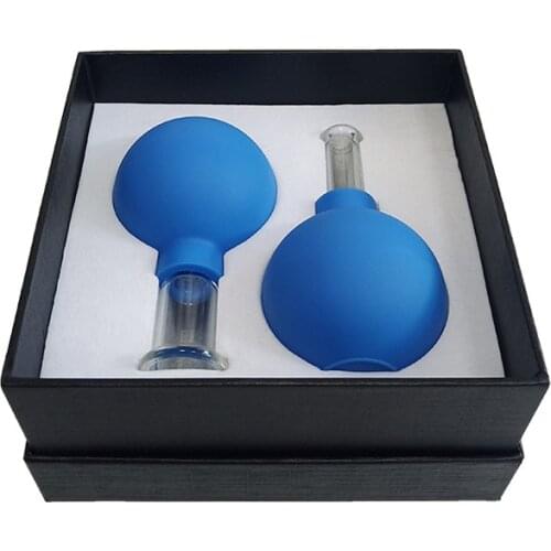 Medical Grade Silicone Ball Glass Vacuum Facial Beauty Massage Cupping Jars, Small Face Cupping Set for Skin Rejuvenation, Black