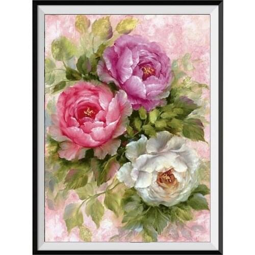 Flower DIY Embroidery Cross Stitch 11CT Kits Craft Needlework Set Cotton Thread Printed Canvas Home Decoration Dropshipping