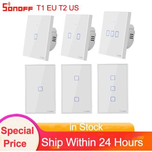 Sonoff TX T1 EU T2 US 1 2 3 Gang Wifi Switch Smart Home 433/RF Wall Light Touch Switch Via Ewelink Works With Alexa Google Home