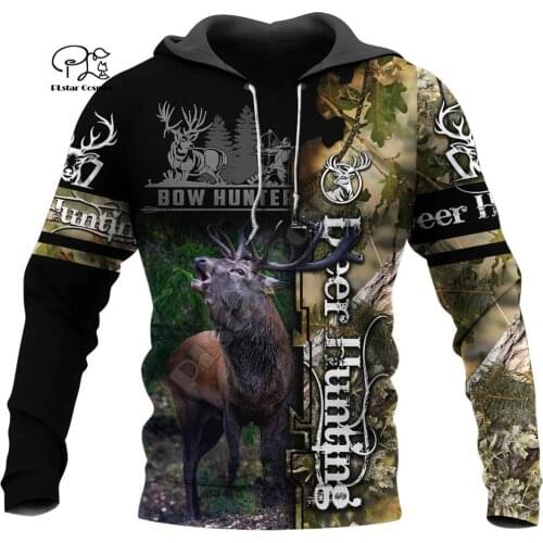 PLstar Cosmos Newest Animal Tattoo Camo Deer Hunter Moose Hunting Tracksuit 3Dprint Unisex zipper/Hoodies/Sweatshirts/Jacket A10