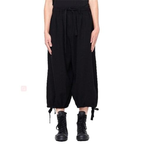 New autumn and winter mens casual pants youth fashion wool pants fashion wide-leg pants pure color pleated belt pants